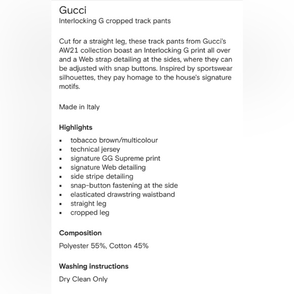 NEW!  Gucci Interlocking G Snap Track Pants Sherry Line XS - Picture 4 of 10